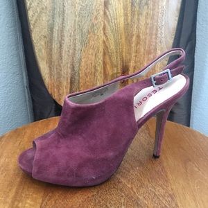Suede peep toe high heels